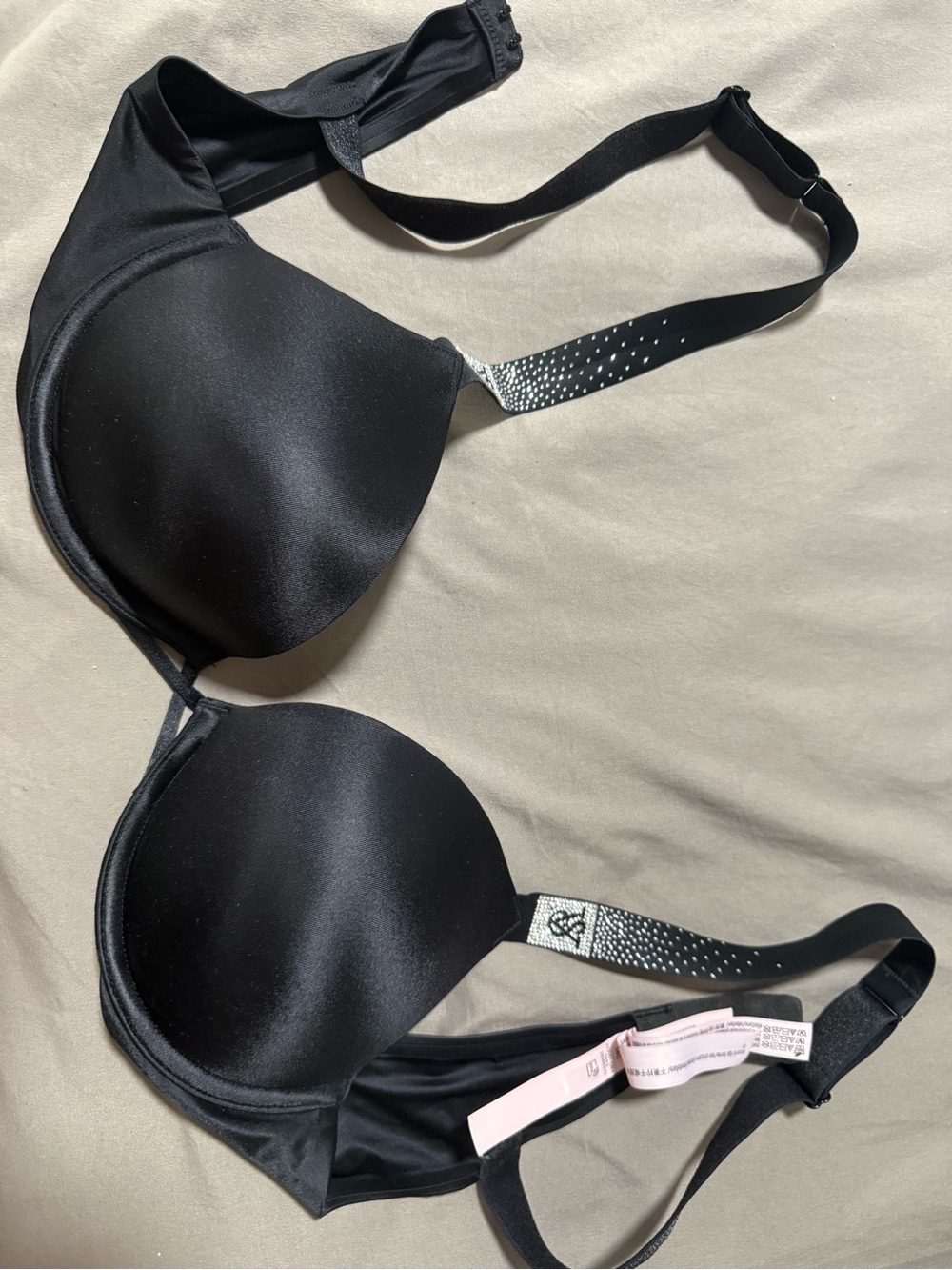 Victoria's Secret Black Smooth T-Shirt Bra with Dotted Straps